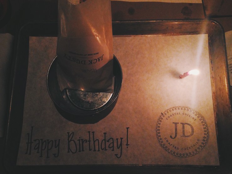 Our kind waiter brought me a birthday gift on him